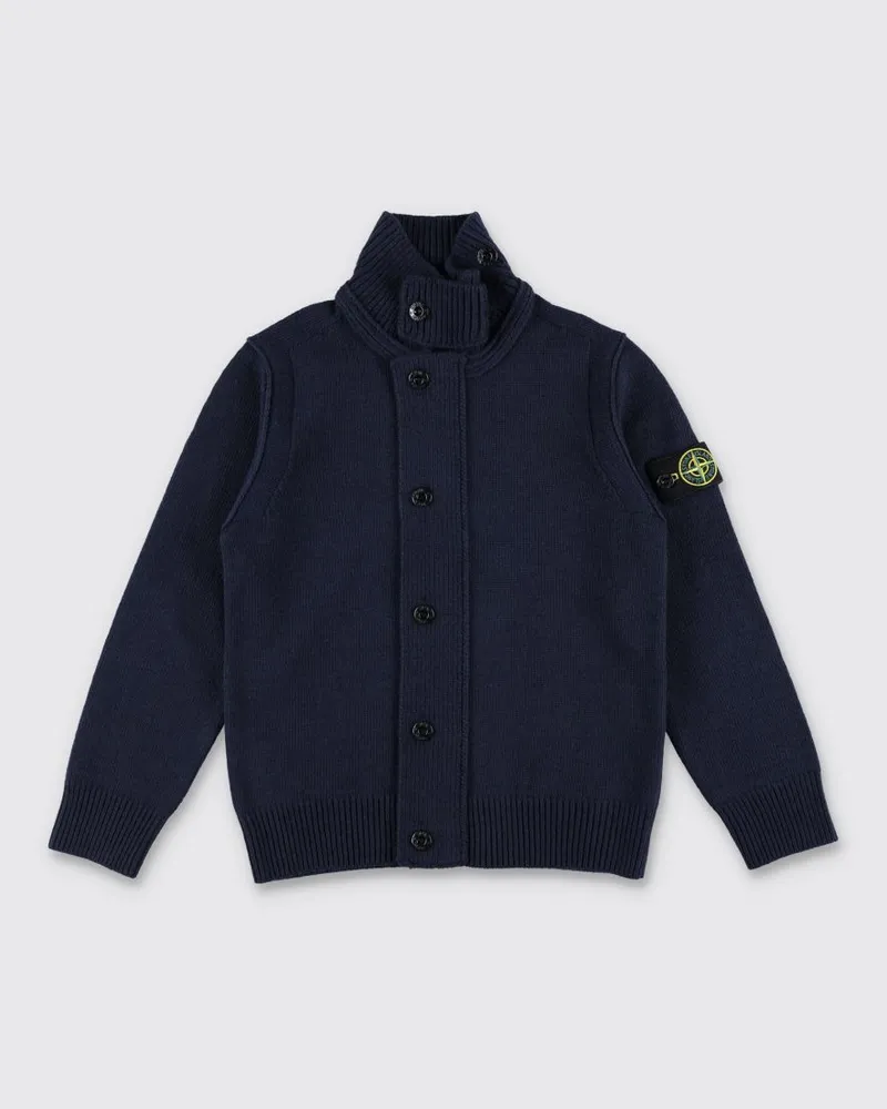 Stone Island Rollkragen-Cardigan aus Woll-Kaschmir-Mischung für Jungen Navy