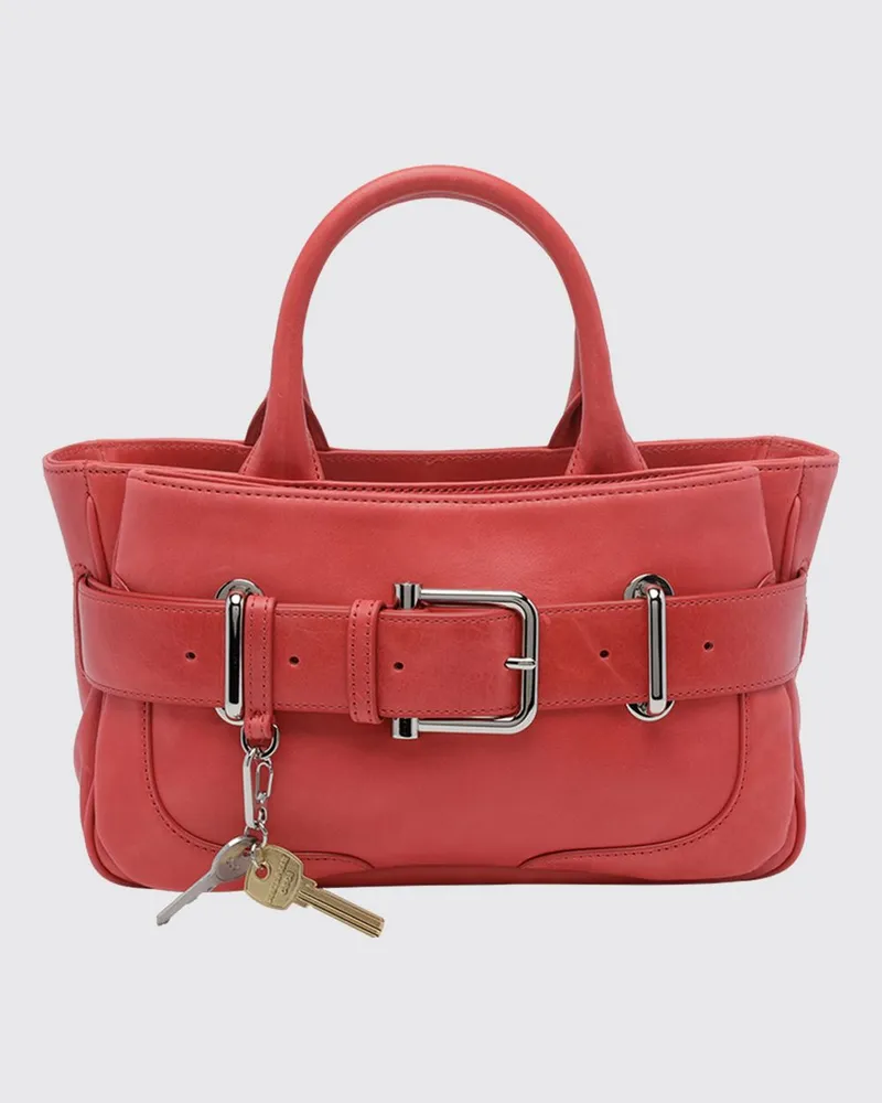 OSOI Brocle Handtasche aus Glattleder mit Schnallendetail und abnehmbarem Riemen Rot