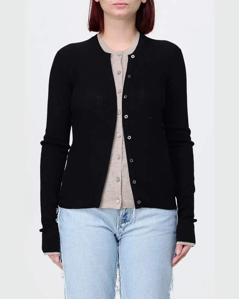 Acne Studios Rundhals-Cardigan aus Woll-Seiden-Mischung mit Knopfverschluss Schwarz