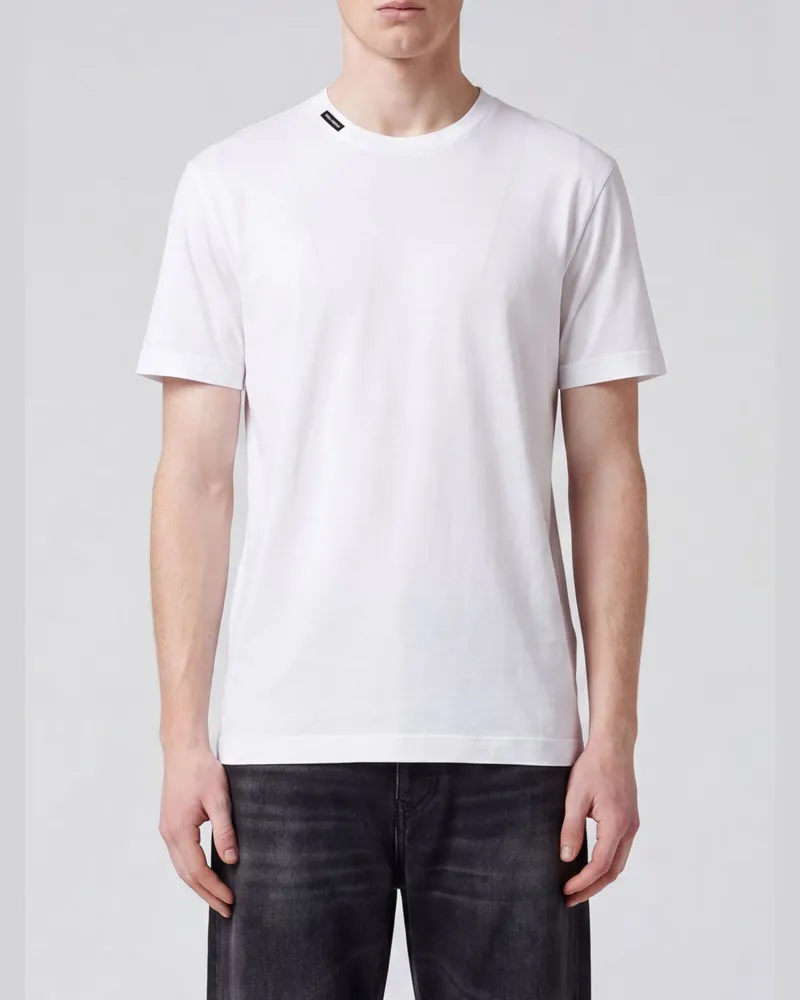 Dolce & Gabbana DOLCE  GABBANA Dolce & Gabbana T-Shirt aus Baumwolle mit Kontrastlogo und -besatz Weiß
