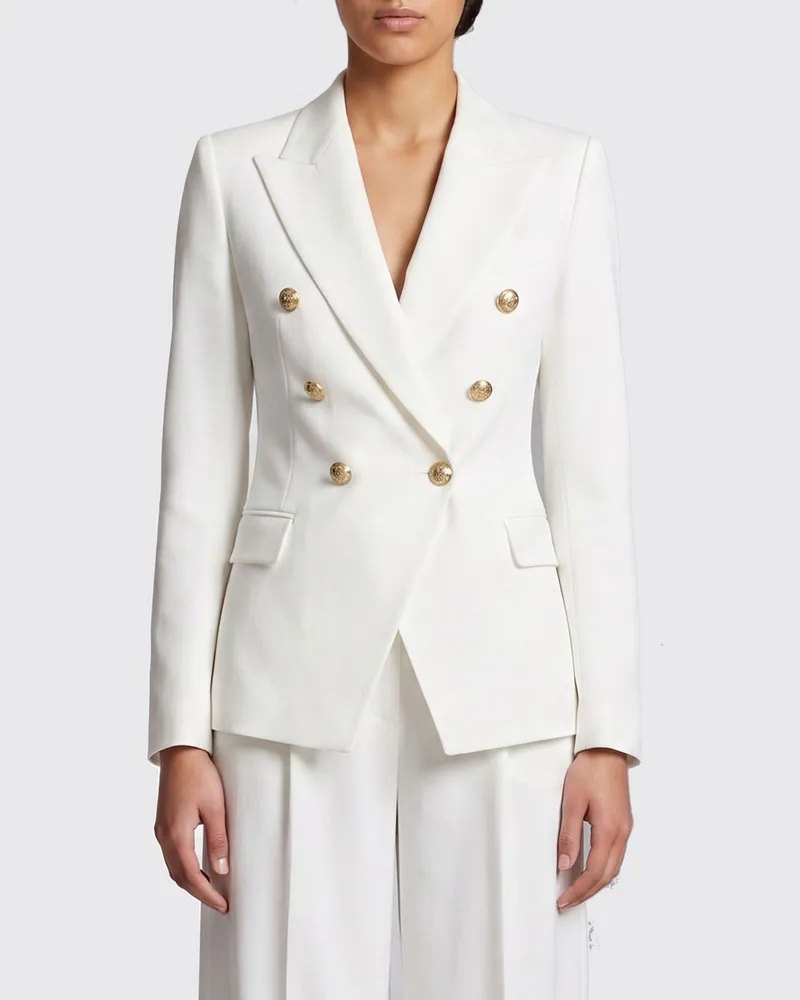 Tagliatore Zweireihiger Blazer aus Viskose Weiß