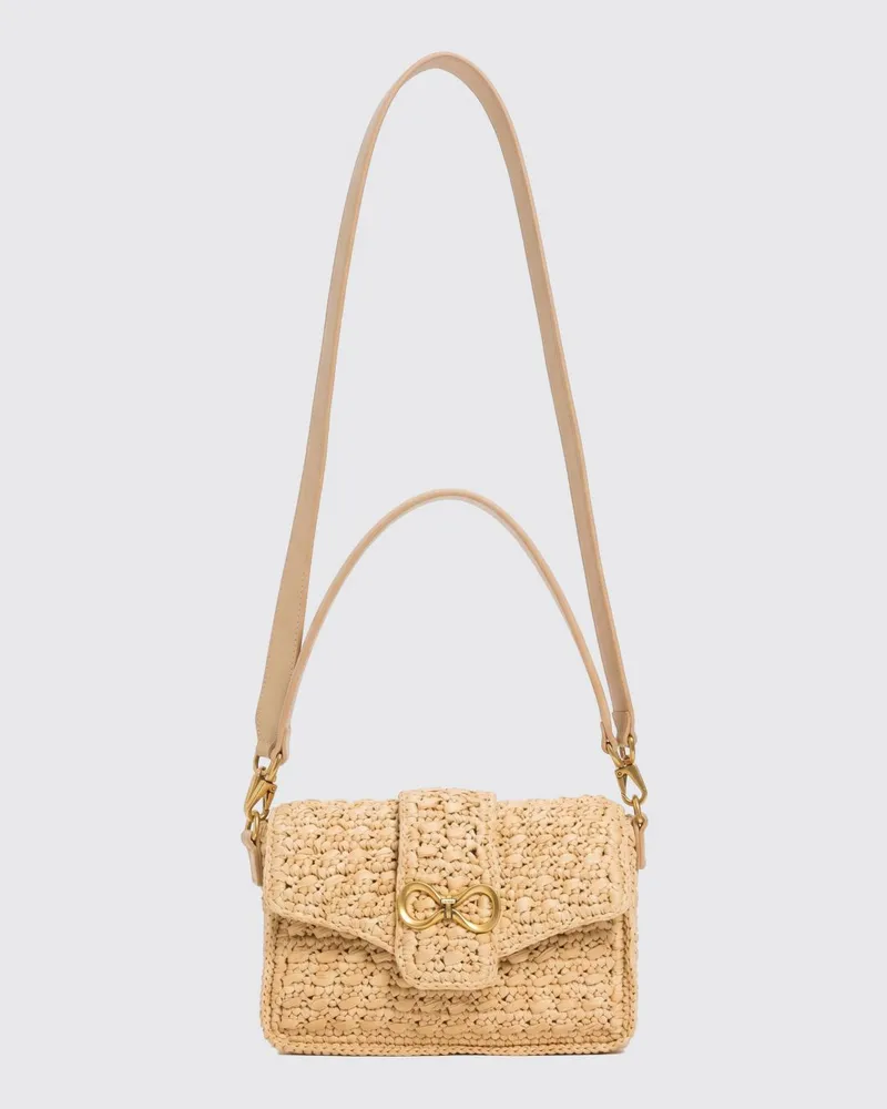 Twin-Set Häkel-Raffia-Tasche Natural