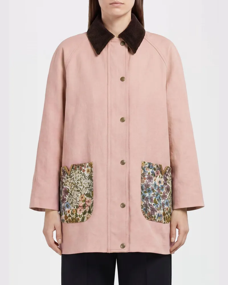 Valentino Garavani Jeansjacke von mit Samtkragen und floralen Details Pink