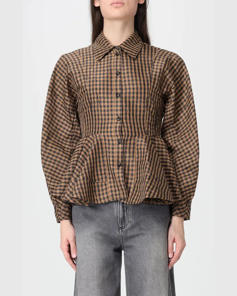 Ganni Hemdbluse damen Tabak