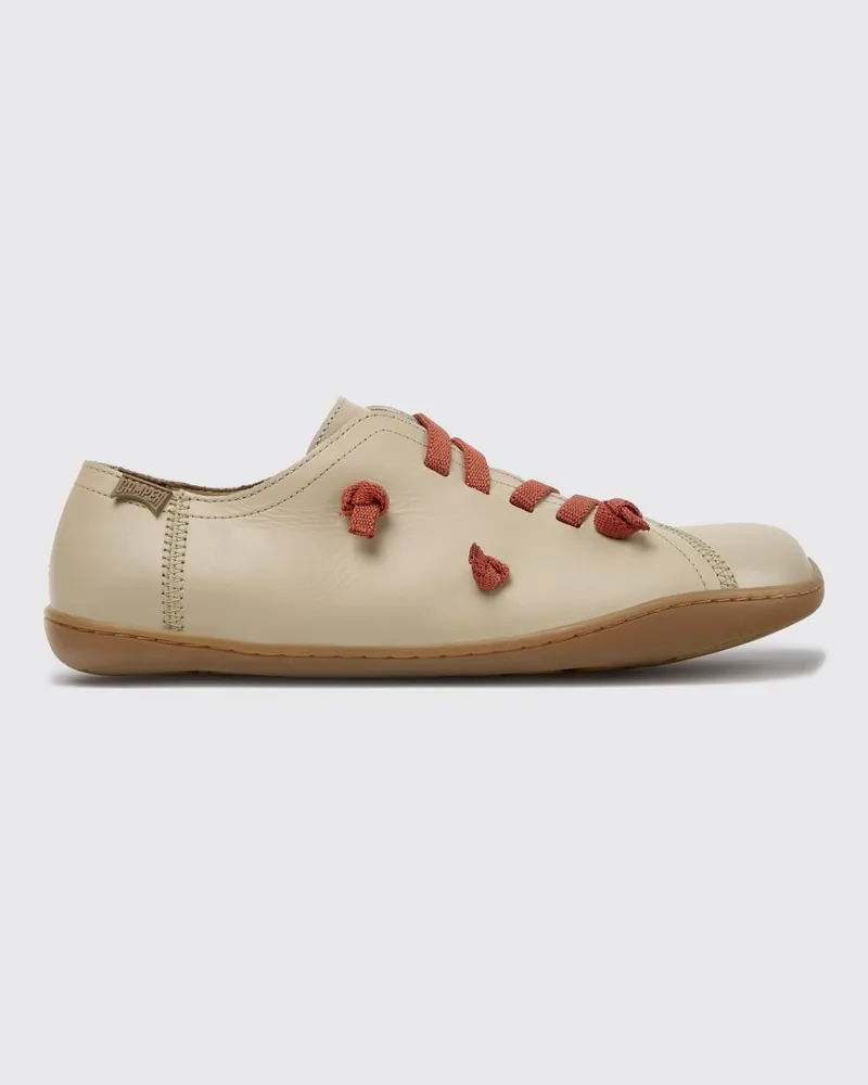 Camper Slip-on-Sneaker Twins aus Leder mit elastischen Schnürsenkeln Beige
