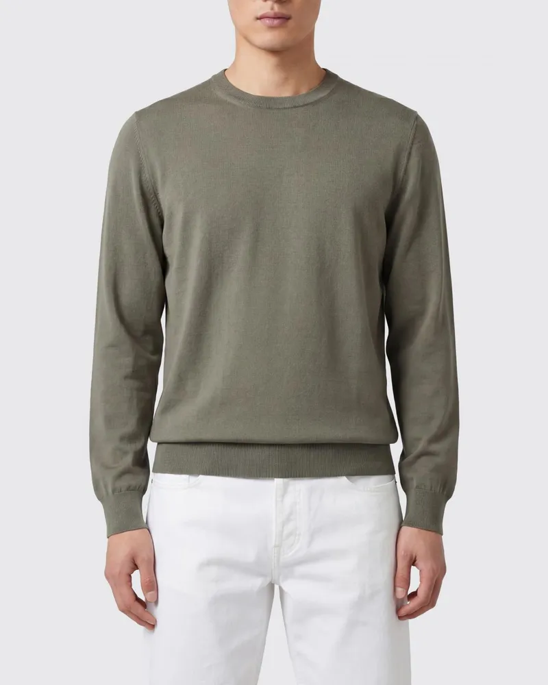 Brunello Cucinelli Rundhalspullover aus Baumwolle Kaki