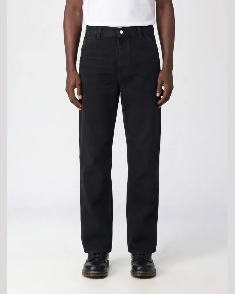 Carhartt WIP Weit geschnittene Single Knee Hose aus bedrucktem Bio-Baumwoll-Canvas Schwarz
