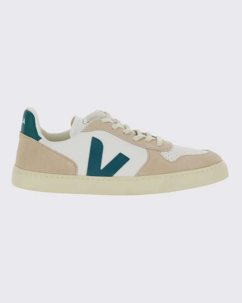 VEJA V-10 Schnürsneakers für Jungen aus perforiertem Bio-Leder Weiß