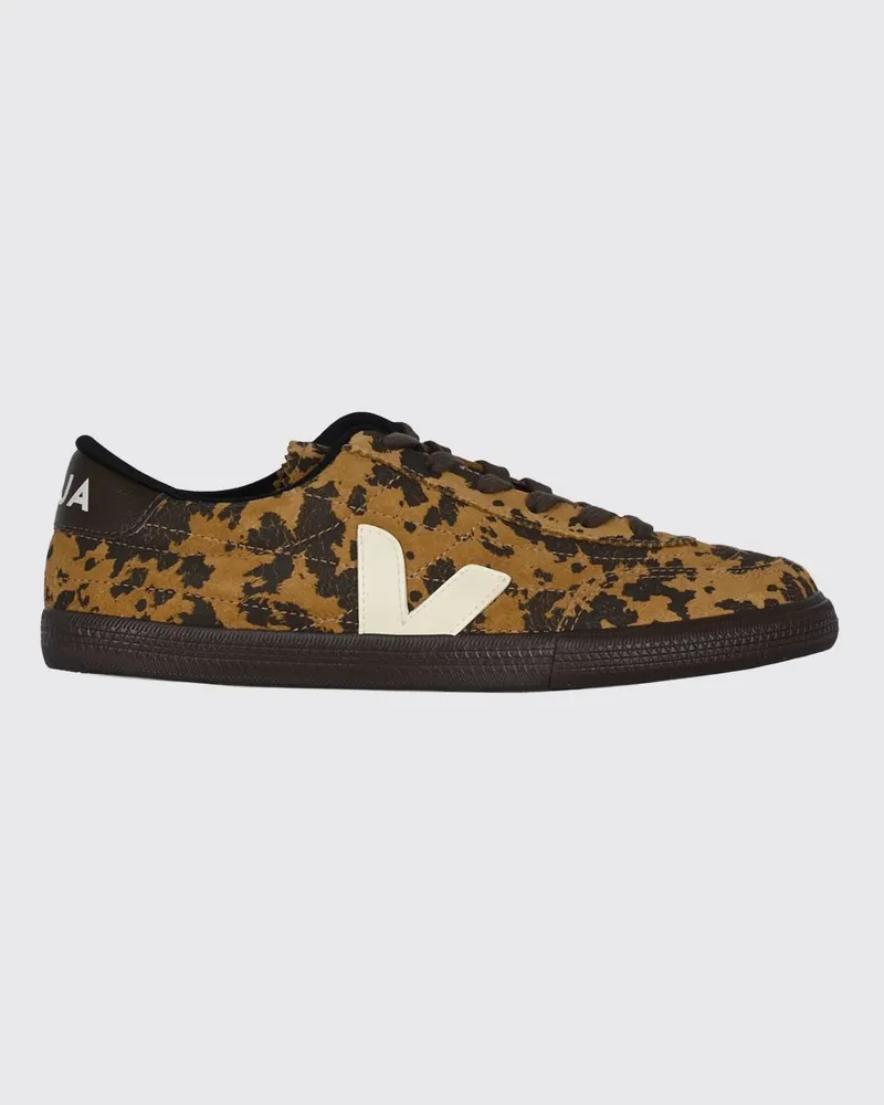 VEJA Panenka Leder-Sneaker mit Animal-Print-Einsätzen und Kontrast-Logo Camel