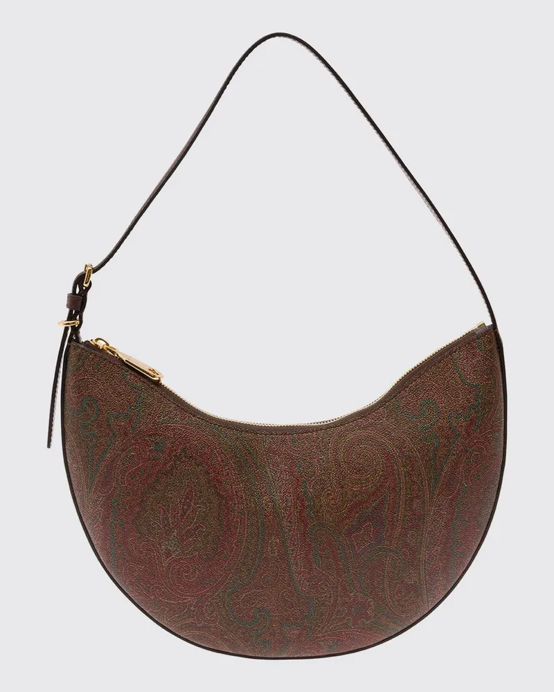Etro Essential Schultertasche aus beschichteter Baumwolle mit Paisley-Muster Braun