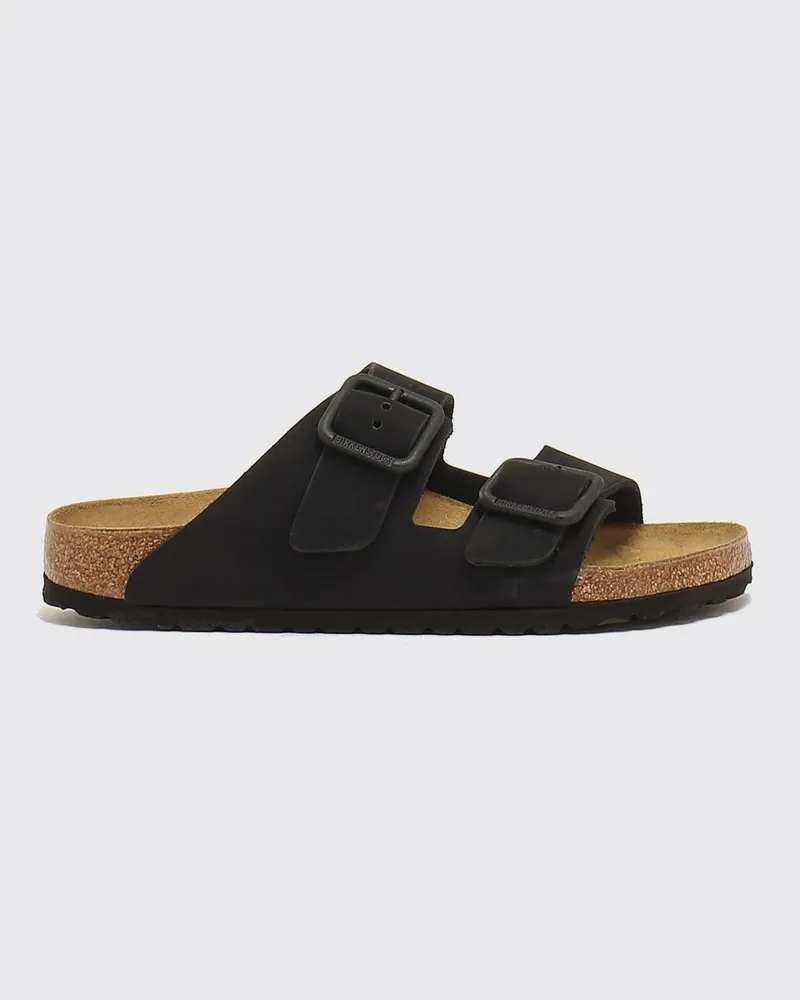 Birkenstock Arizona Wire Buckle Sandalen aus Nubukleder mit doppeltem Riemen Schwarz