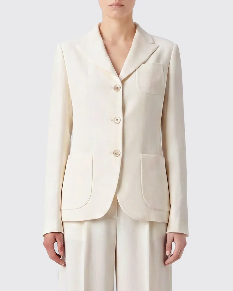 Fabiana Filippi Einreihiger Blazer aus Leinenmischung Weiß