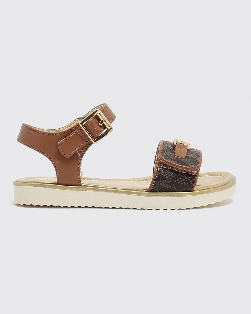Michael Kors Kieran Sandale aus beschichteter Baumwolle mit MK-Monogramm Braun