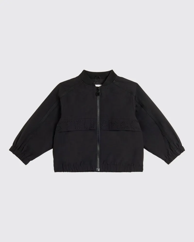 Stella McCartney Kids Bomberjacke aus Funktionsgewebe mit Logo Schwarz