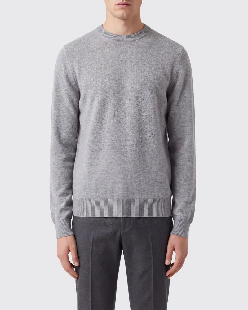 Brunello Cucinelli Kaschmir-Pullover mit Rundhalsausschnitt von mit Rippbündchen Grau