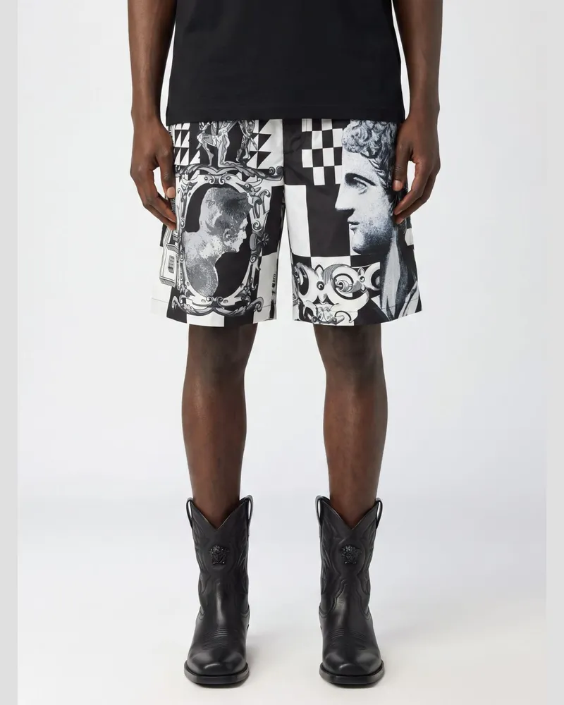 Versace Badeshorts mit Grafikdruck und elastischem Bund Schwarz