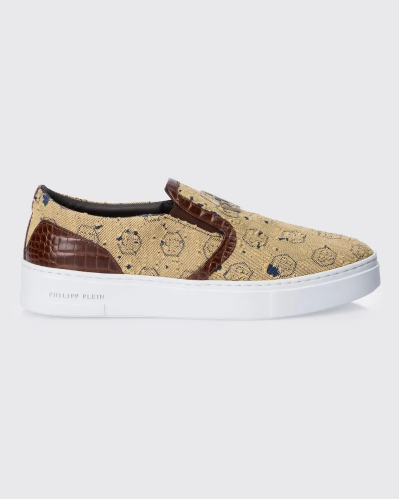 Philipp Plein Sneakers aus Canvas mit Hexagon-Jacquard Braun