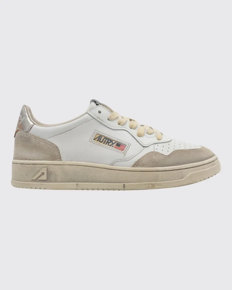 AUTRY Medalist Low Super Vintage Sneakers aus Kalbsleder mit Used-Effekt Bianco
