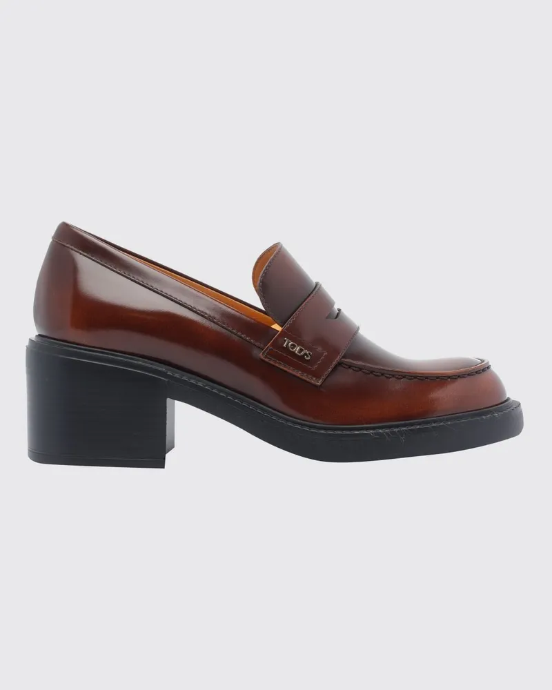 TOD'S Pennyloafer aus Kalbsleder mit mittlerem Absatz Rot
