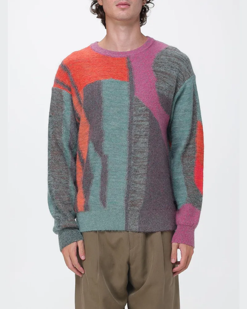 Paul Smith Locker geschnittener Pullover von aus Woll- und Mohairmischung mit abstraktem Muster Emerald