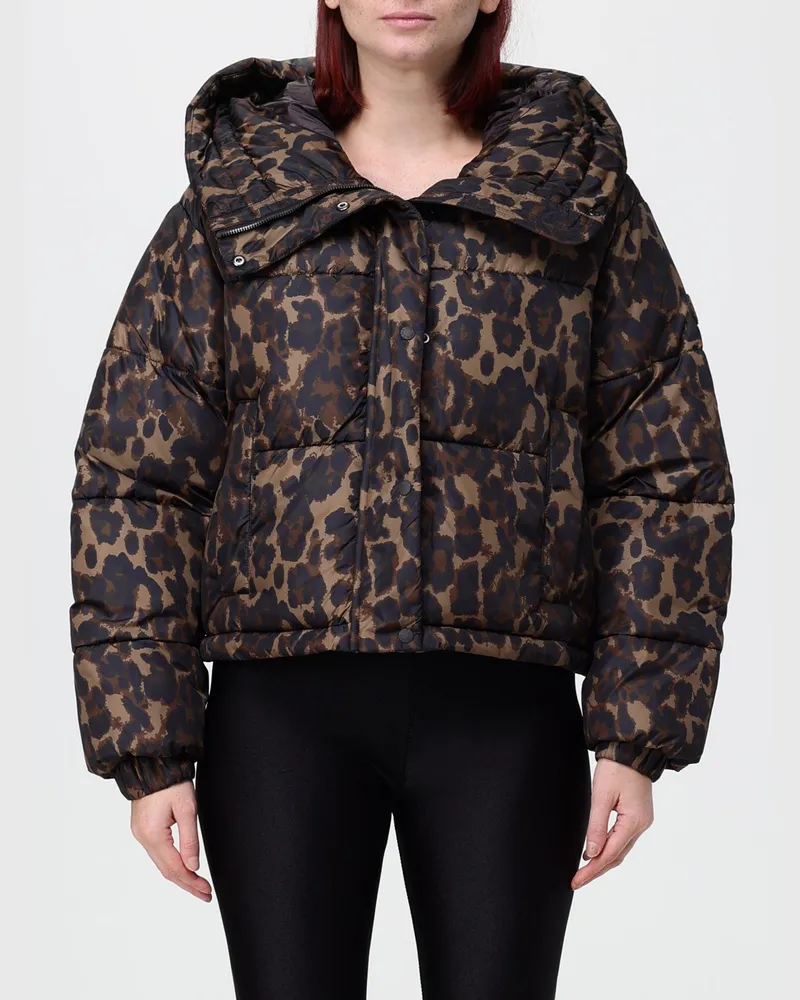 Save The Duck Daunenjacke von mit Animal-Print und Matrosenkragen Beige