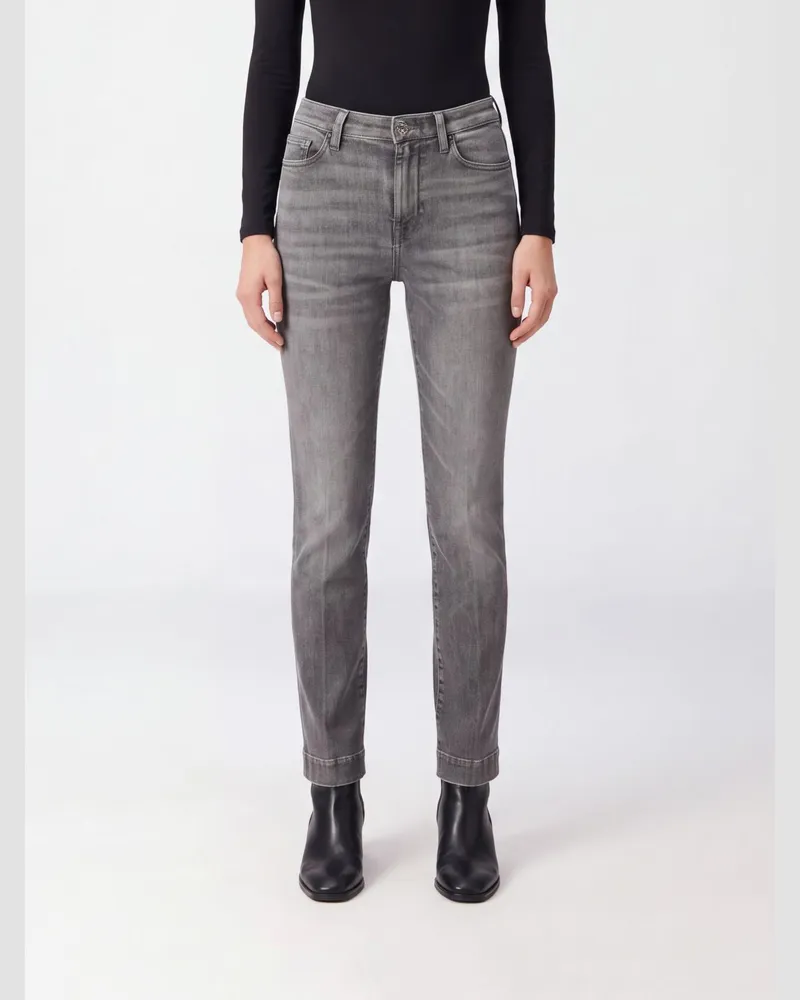 7 for all mankind Modern Dojo Jeans mit mittlerer Leibhöhe aus grauem Denim von Grau