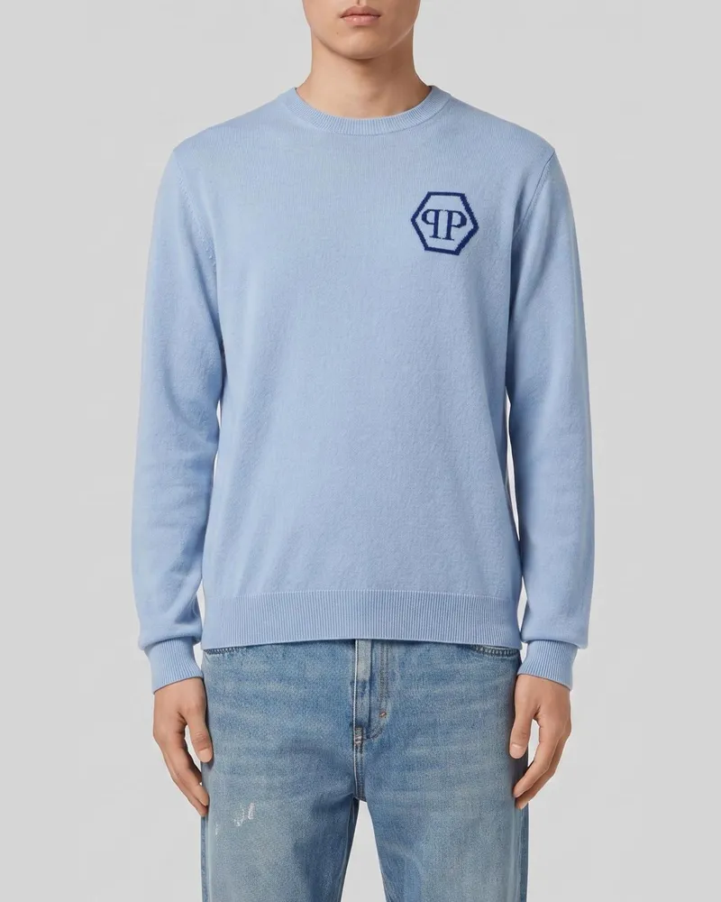 Philipp Plein PP Kaschmir-Rundhalspullover Türkis