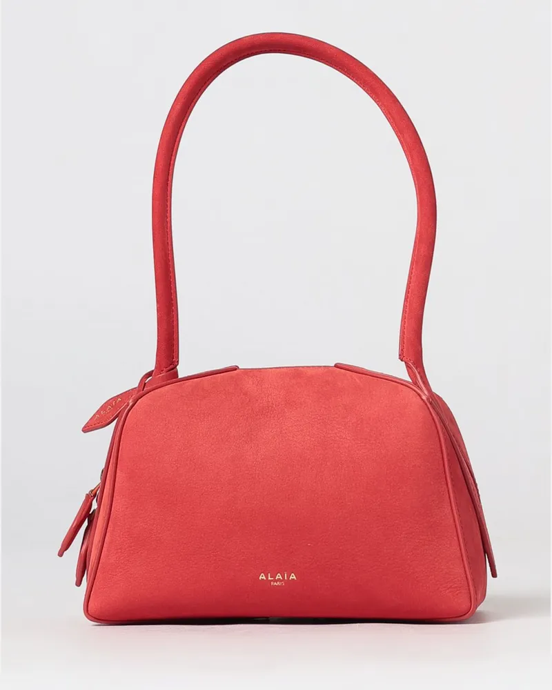 Alaïa Kleine Le Bouledogue Bowling-Tasche aus Kalbsleder und Nubuk Rot