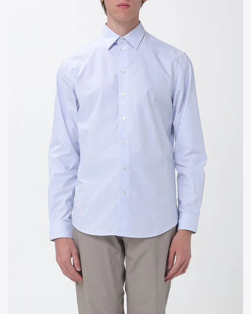 Emporio Armani Klassisches Hemd aus Baumwollpopeline Hellblau