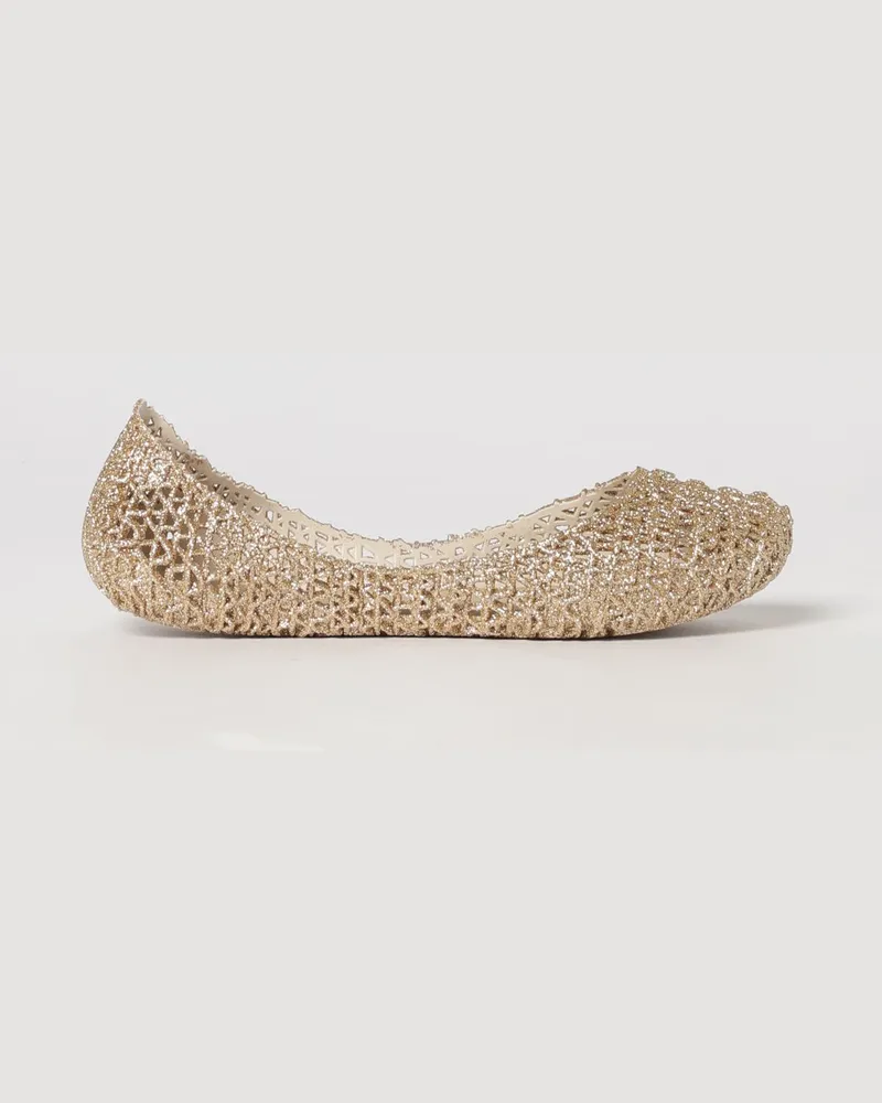 Melissa Campana Papel perforierte Glitzer-PVC-Ballerinas für Mädchen Beige