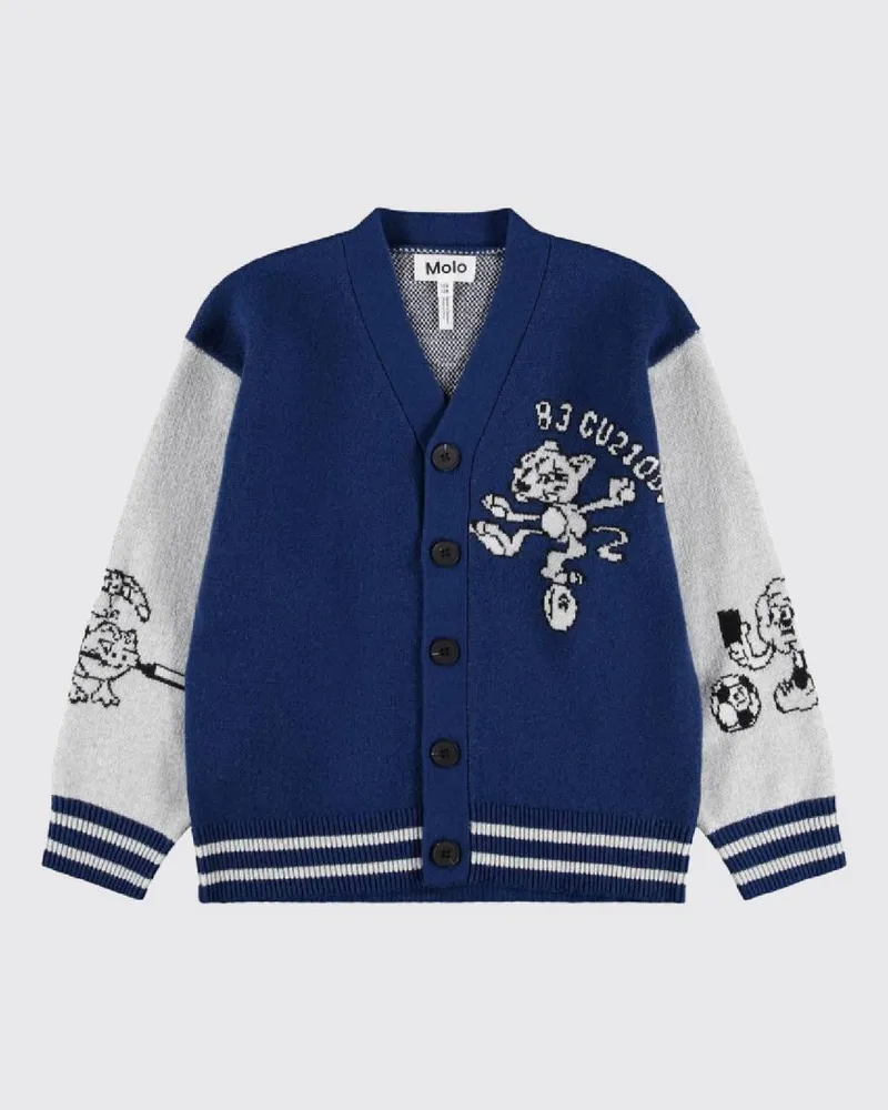 Molo Varsity-Strickjacke für Jungen aus Baumwolle und Wolle mit Grafikdruck Bunt