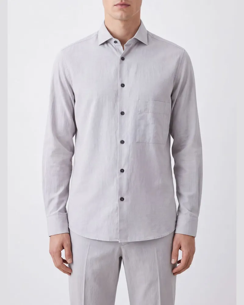 Ziggy Chen Slim-Fit-Hemd aus Baumwolle in Distressed-Optik Grau