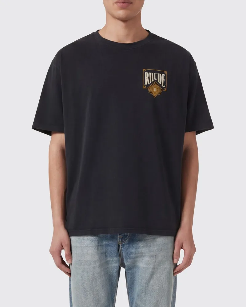 RHUDE Relaxed-Fit T-Shirt aus Baumwolle mit kontrastierendem Logo-Print Schwarz