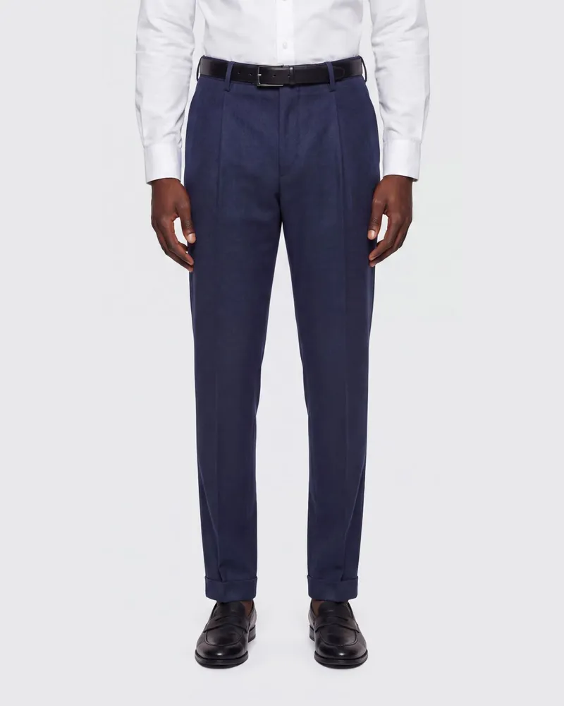 PT TORINO Master schmal geschnittene Bundfaltenhose aus Wollmischung Blau