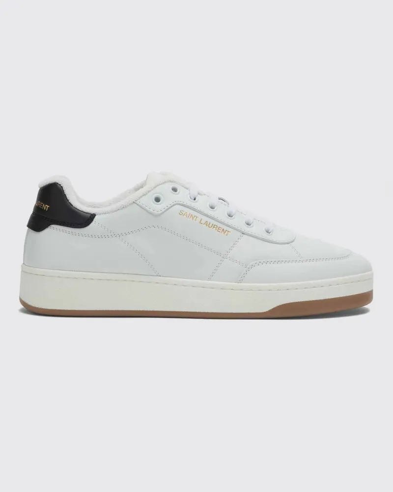 Saint Laurent SL/61 zweifarbige Low-Top-Sneaker aus glattem Kalbsleder Weiß