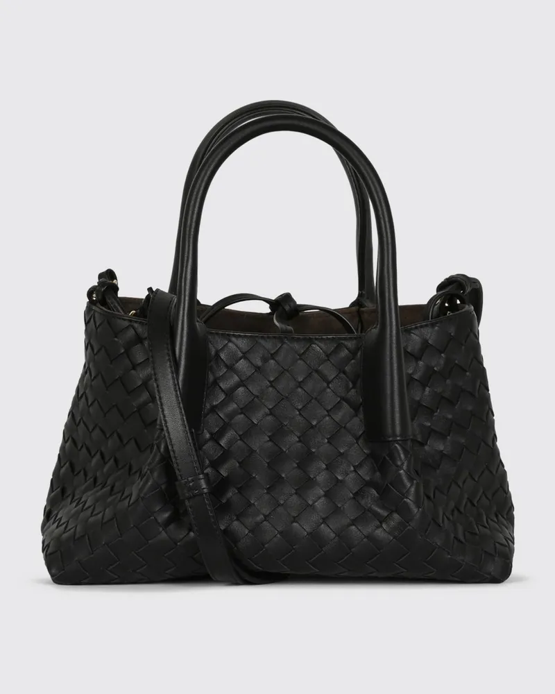 Bottega Veneta Kleine Pinacoteca-Handtasche aus geflochtenem Kalbsleder Schwarz
