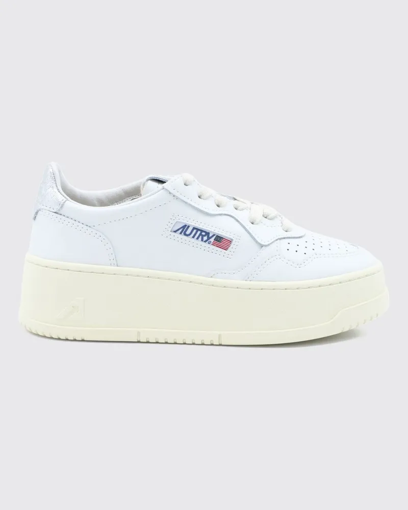 AUTRY Medalist Platform Low Sneakers aus Leder mit perforierter Spitze und Cut-Out-Logo Weiss