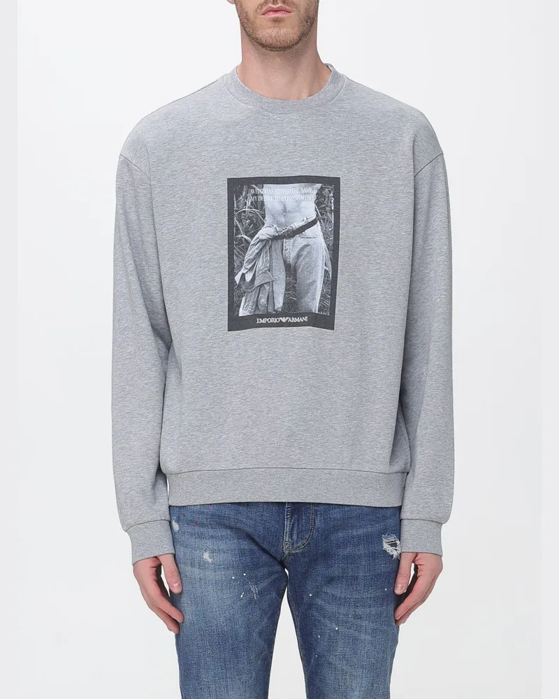 Emporio Armani Relaxed-Fit-Sweatshirt von aus Baumwolle mit Grafik-Print Grau