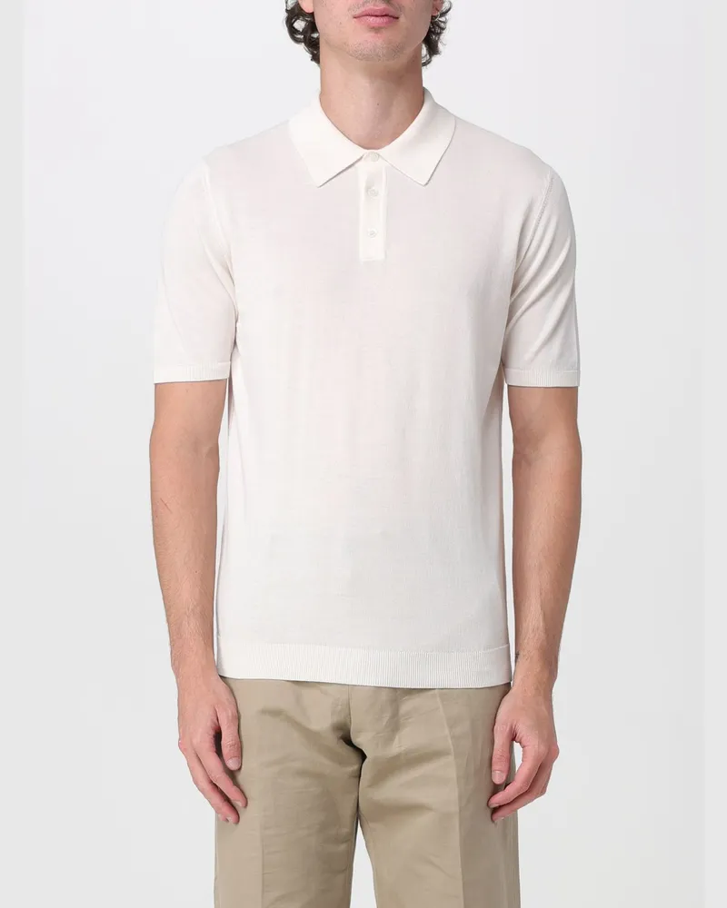 Roberto Collina Kurzärmeliges Baumwoll-Poloshirt mit Drei-Knopf-Leiste Weiß