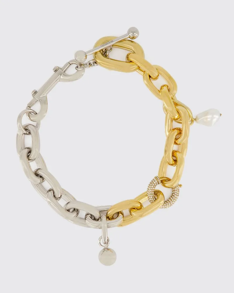 Paco Rabanne Armband aus silberfarbenem Messing mit Charms und Strassapplikation Silber