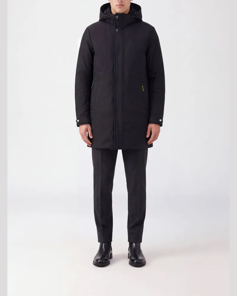 MOORER Mit Gänsedaunen gefütterter Parka mit Kapuze und wasserdichtem Finish Blau