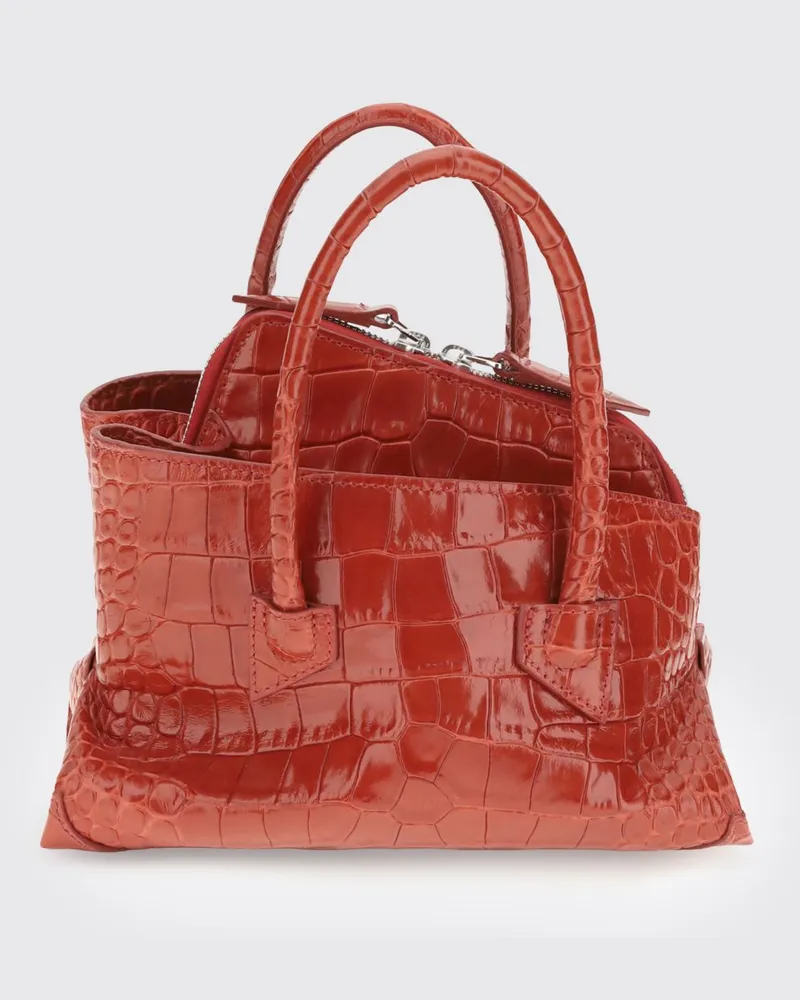 ATTICO Mini-Handtasche La Passeggiata aus Kalbsleder in Kroko-Optik Rot