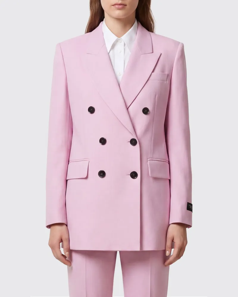 MSGM Kurzer Zweireiher-Blazer aus Viskosemischung mit steigendem Revers Pink