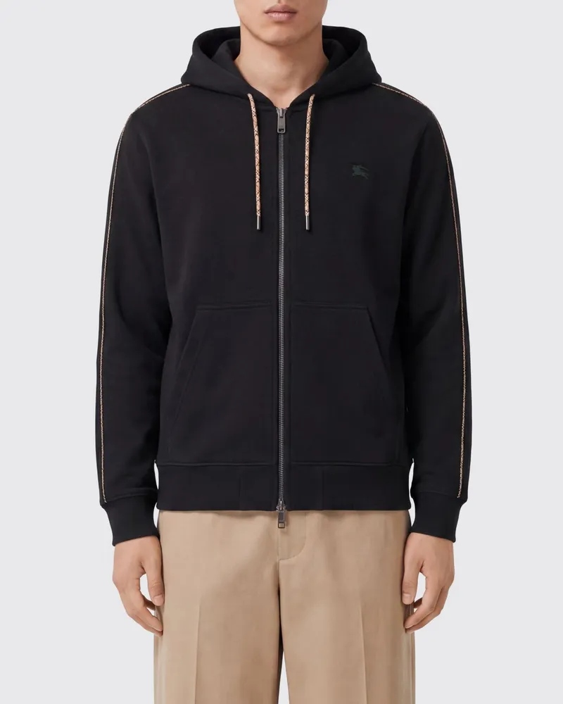 Burberry Relaxed-Fit-Kapuzenjacke aus Baumwolle mit Reißverschluss und EKD-Logo Schwarz