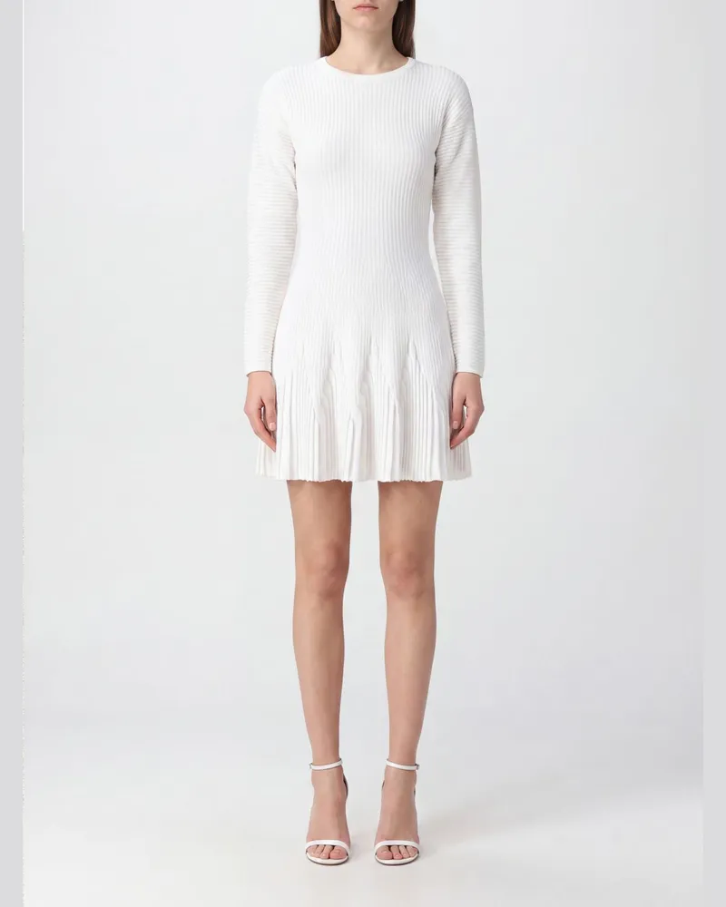 Elisabetta Franchi Elena Langarm-Strick-Minikleid mit überschnittenen Schultern Weiß