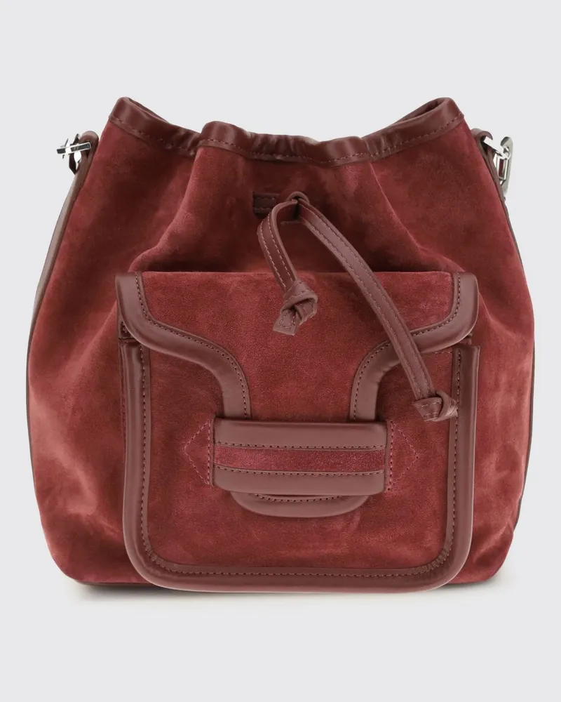 Pierre Hardy Wildleder-Beuteltasche Burgunderrot