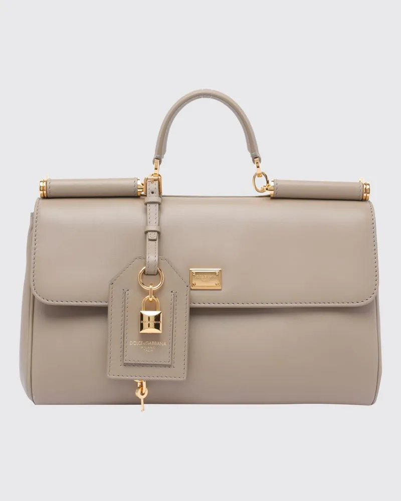 Dolce & Gabbana DOLCE  GABBANA My Sicily Handtasche Dolce & Gabbana aus Leder mit Vorhängeschloss und Schultergurt Beige