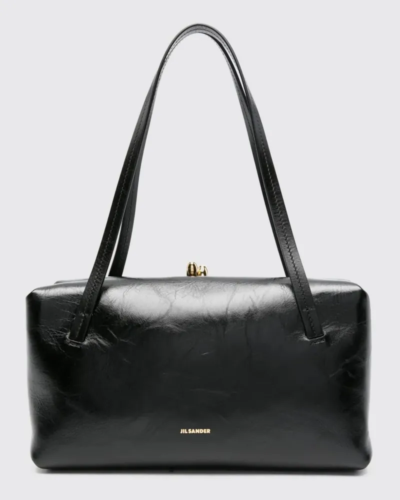 Jil Sander Kleine Goji Pillow Schultertasche von aus Leder mit Schnappverschluss Schwarz