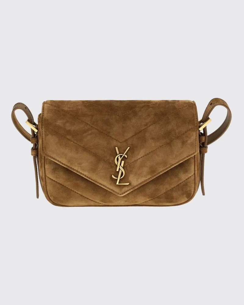 Saint Laurent LouLou Mini-Tasche aus gestepptem Veloursleder Orange