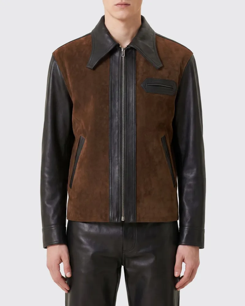 Marni Zweifarbige Wildlederjacke mit spitzem Kragen Bunt